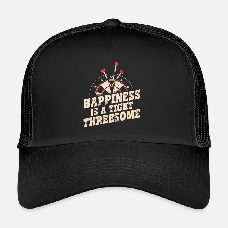 Glück Ist Ein Perfekter Dreier Mit Dartscheibe - Trucker Cap - Schwarz/Schwarz