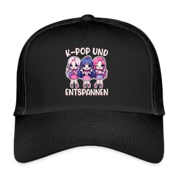 K-Pop Koreanischer Musik Kpop Fans Kdrama - Trucker Cap - Schwarz/Schwarz - Vorne