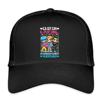 K-Pop Koreanischer Musik Kpop Fans Kdrama - Trucker Cap - Schwarz/Schwarz - Vorne