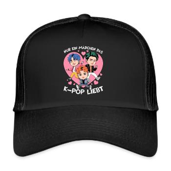 K-Pop Koreanischer Musik Kpop Fans Kdrama - Trucker Cap - Schwarz/Schwarz - Vorne