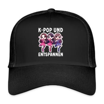 K-Pop Koreanischer Musik Kpop Fans Kdrama - Trucker Cap - Schwarz/Schwarz - Vorne