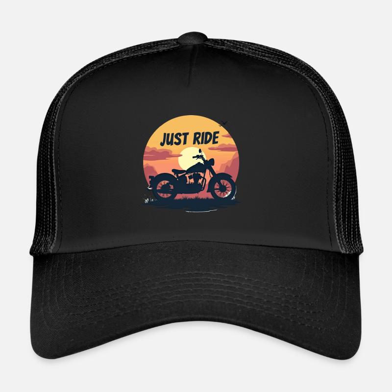 Just Ride motorcycle. Vintage sunset. - Trucker Cap - black/black