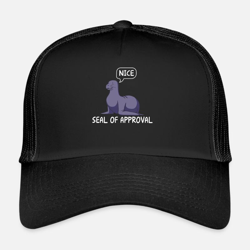 Funny Seal With Seal Of Approval Speech Bubble Trucker Cap