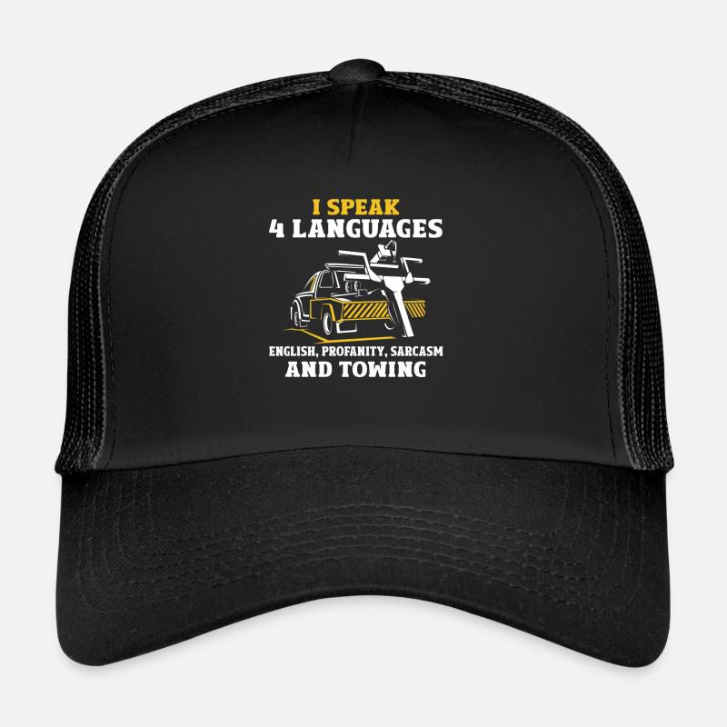 Ich Spreche 4 Sprachen Abschleppen Sarkasmus Trucker Cap