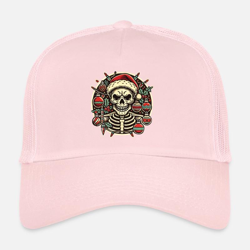 Christmas skull with festive lights Trucker Cap
