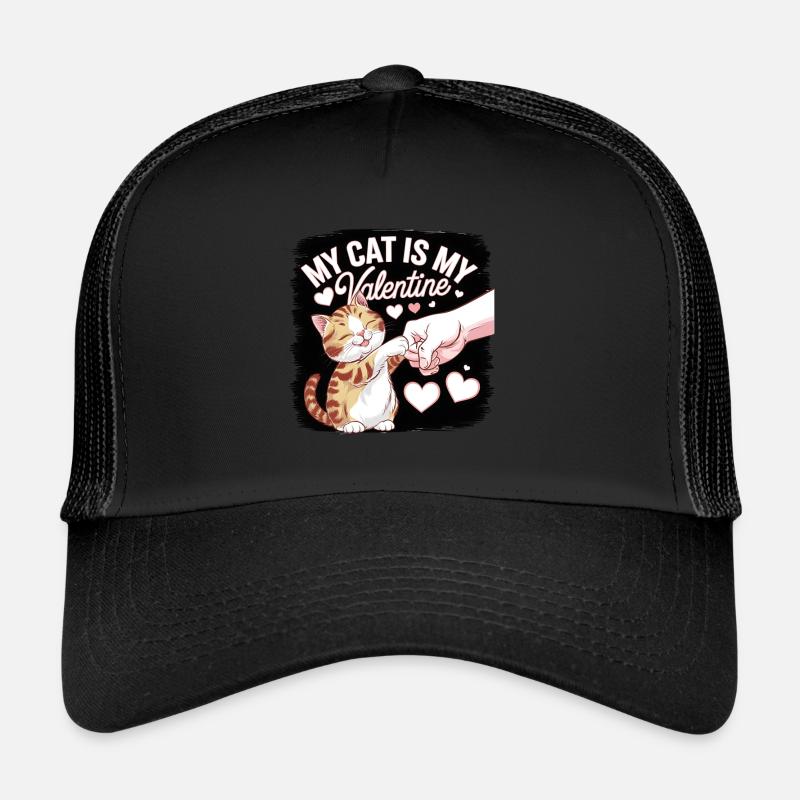 Célibataire & Chat Saint-Valentin Mon chat est mon valentin Casquette trucker 