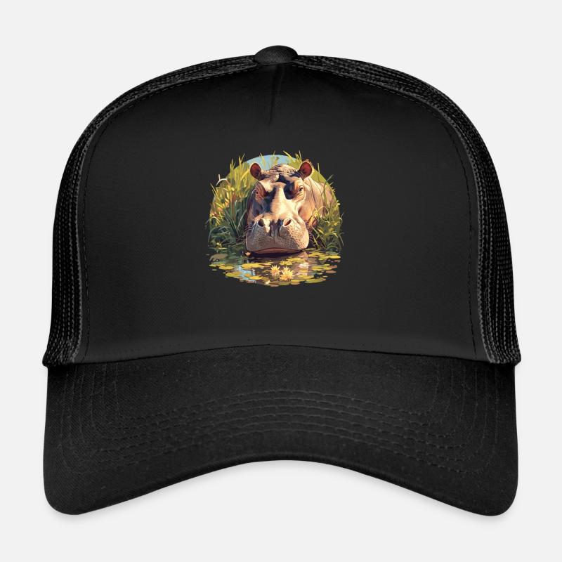 Nilpferd Flußpferd - Trucker Cap - Schwarz/Schwarz
