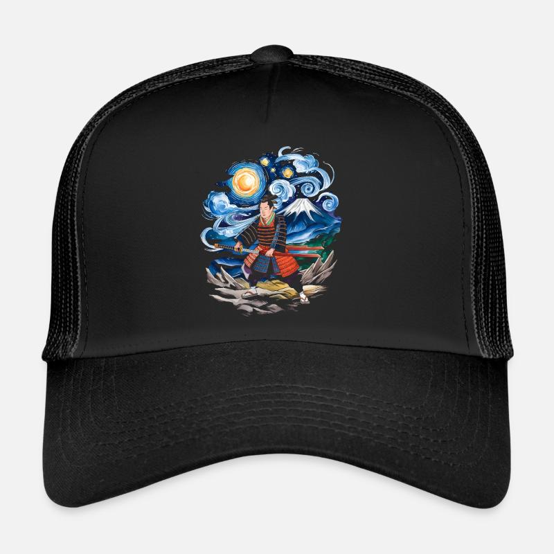 Nuit étoilée Ronin Mont Fuji Japonais Casquette trucker 
