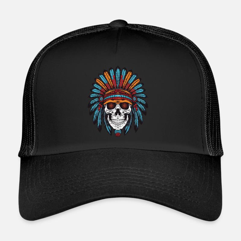 Apache Indian Chief Skull Trucker Cap