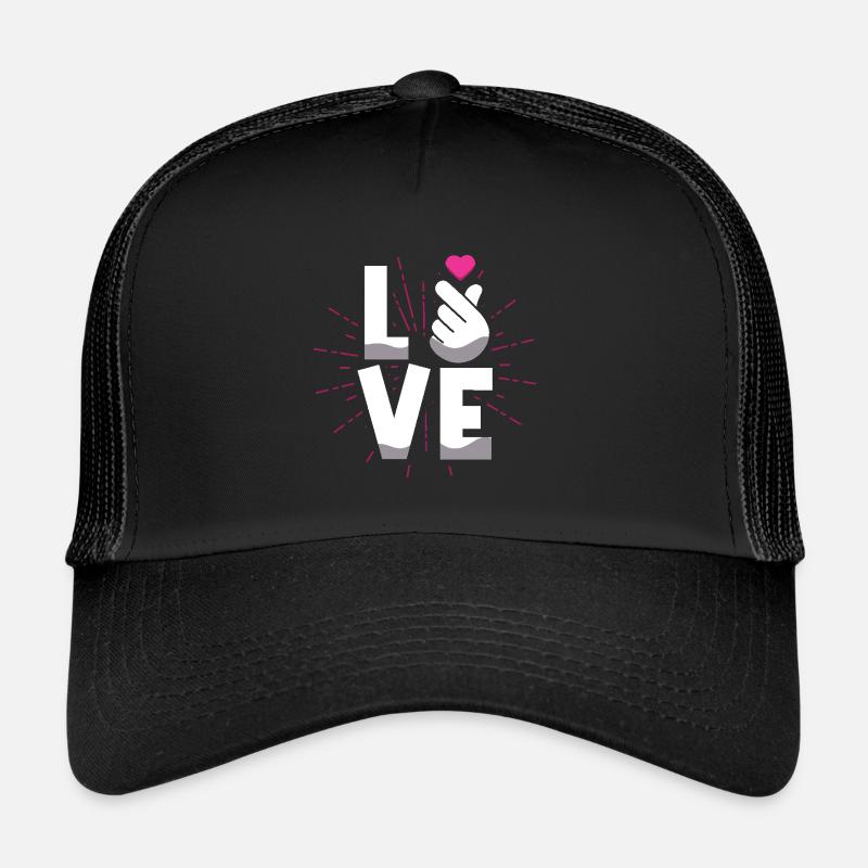 Amour Expression Gestes de la main Coeur Casquette trucker 