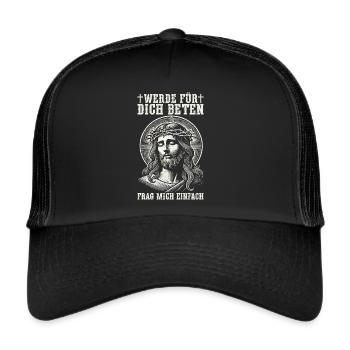 Jesus Christlich Katholiken Gläubiger Gottesdienst - Trucker Cap - Schwarz/Schwarz - Vorne