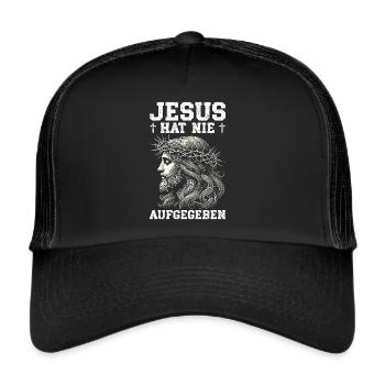 Jesus Christlich Katholiken Gläubiger Gottesdienst - Trucker Cap - Schwarz/Schwarz - Vorne