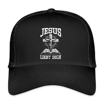Jesus Christlich Katholiken Gläubiger Gottesdienst - Trucker Cap - Schwarz/Schwarz - Vorne