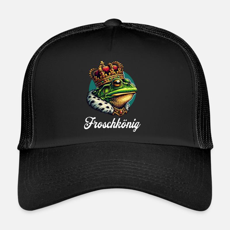 Froschkönig Krone Partner Fasching Karneval - Trucker Cap - Schwarz/Schwarz