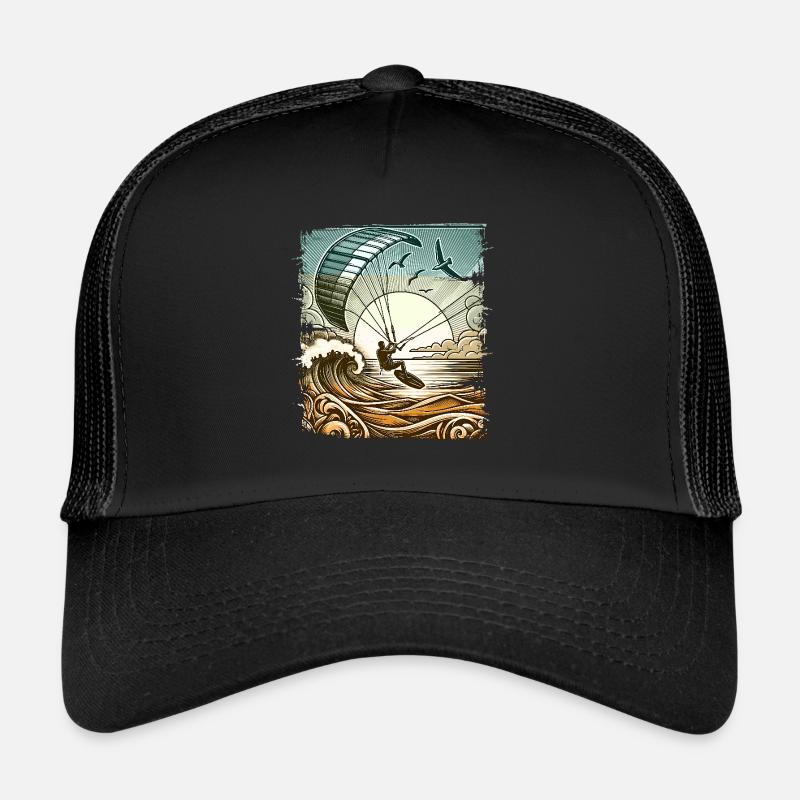 Kitesurfen Kitesurf Kitesurfer Kiteboard - Trucker Cap - Schwarz/Schwarz