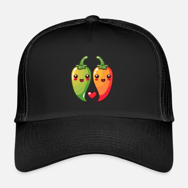 Chilli Couple Amour Coeur Bande Dessinée Casquette trucker 