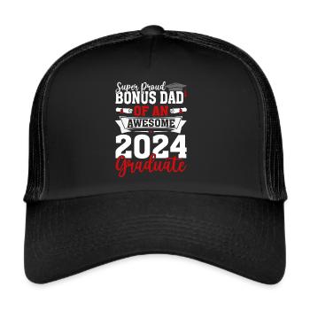 Bonus-Vater eines lustigen Abschlusses 2024 - Trucker Cap - Schwarz/Schwarz - Vorne
