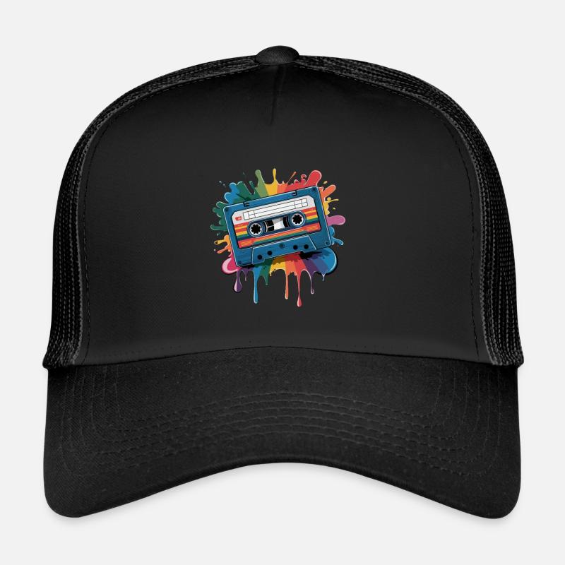 80s Retro Cassette Splash Classic Cassette Tape Trucker Cap