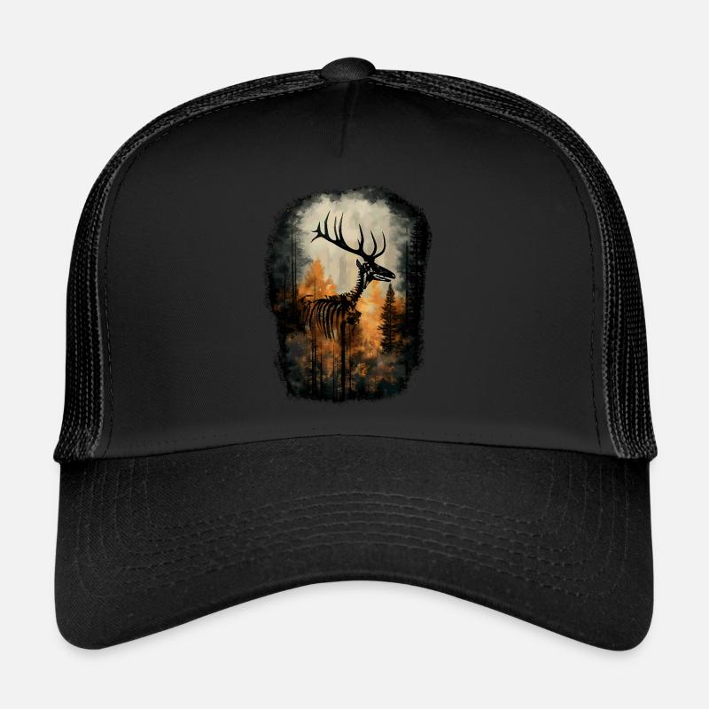 Hirsch Skelett Wald Gothic Fantasy Surrealer Baum Trucker Cap