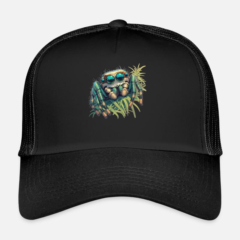 Jumping Spider Springspinnen Springspinne - Trucker Cap - Schwarz/Schwarz