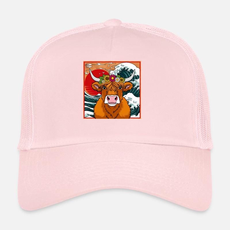 Vache Highland avec couronne florale Casquette trucker 