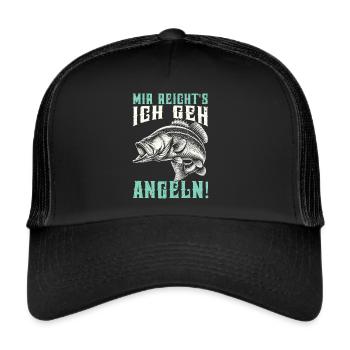 Angler Angelrute Witziges Fischer Hobbyfischer - Trucker Cap - Schwarz/Schwarz - Vorne