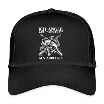 Angler Angelrute Witziges Fischer Hobbyfischer - Trucker Cap - Schwarz/Schwarz - Vorne