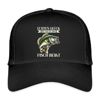 Angler Angelrute Witziges Fischer Hobbyfischer - Trucker Cap - Schwarz/Schwarz - Vorne