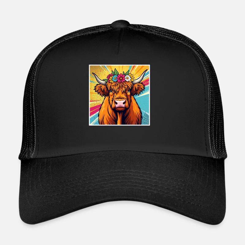 Vache des Highlands Pop Art Vache Casquette trucker 