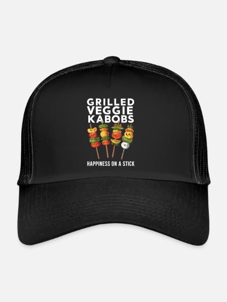 Grilled vegetable skewers Happiness on a skewer - Trucker Cap - black/black - Front