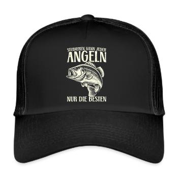 Angler Angelrute Witziges Fischer Hobbyfischer - Trucker Cap - Schwarz/Schwarz - Vorne