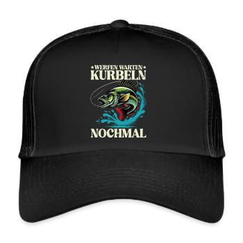 Angler Angelrute Witziges Fischer Hobbyfischer - Trucker Cap - Schwarz/Schwarz - Vorne