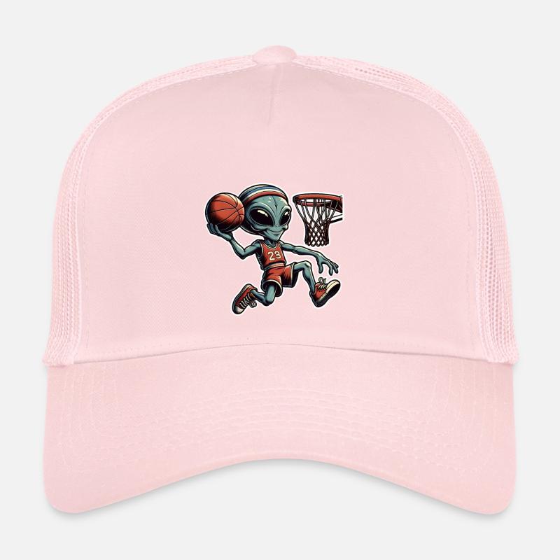 Alien Basketball Dunking Trucker Cap