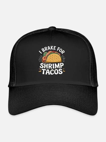 Garnelen Tacos Mexikanisches Essen Mexiko Küche Feinschmecker - Trucker Cap - Schwarz/Schwarz - Vorne