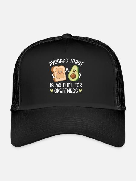 Toast à l’avocat Amateur de nourriture végétarienne Guacamole - Casquette trucker  - noir/noir - Devant