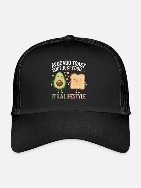 Toast à l’avocat Amateur de nourriture végétarienne Guacamole - Casquette trucker  - noir/noir - Devant
