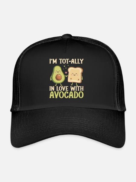 Toast à l’avocat Amateur de nourriture végétarienne Guacamole - Casquette trucker  - noir/noir - Devant