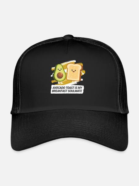 Avocado Toast Lover Vegetarian Food Guacamole - Trucker Cap - black/black - Front