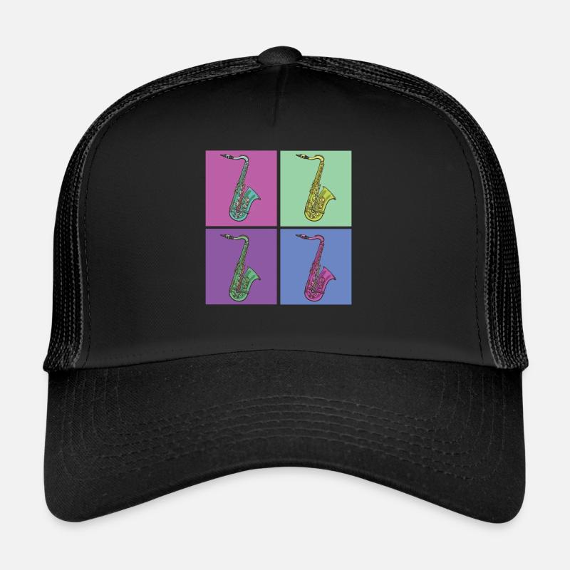 Saxophone Retro 80s 90s Vintage Trucker Cap