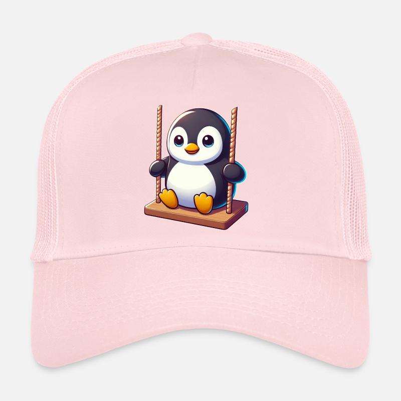 pingouin mignon sur balançoire terrain de jeu dessin animé Casquette trucker 