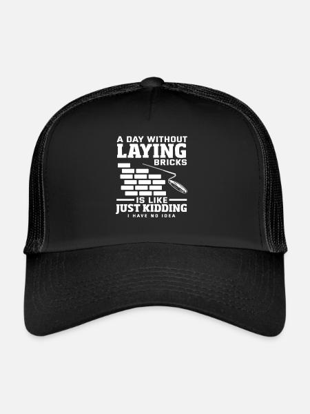 Mason : Une journée sans poser de briques - Casquette trucker  - noir/noir - Devant