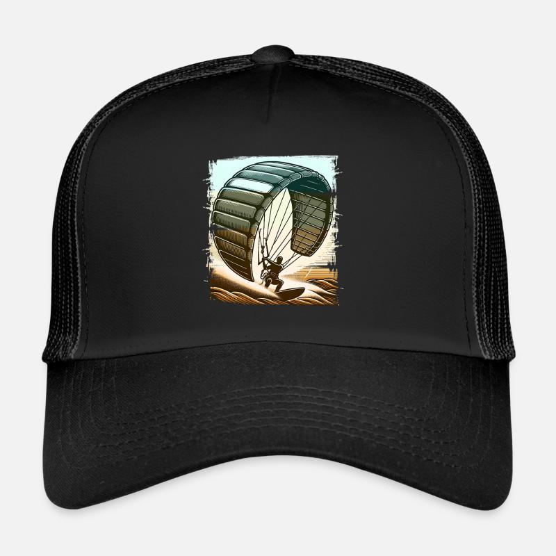 Kitesurf Kitesurfer Kiteboard - Trucker Cap - Schwarz/Schwarz