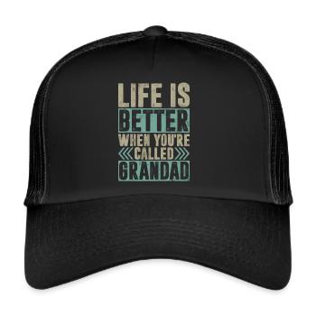Grandad Großvater Opa Pops Großelternteil - Trucker Cap - Schwarz/Schwarz - Vorne