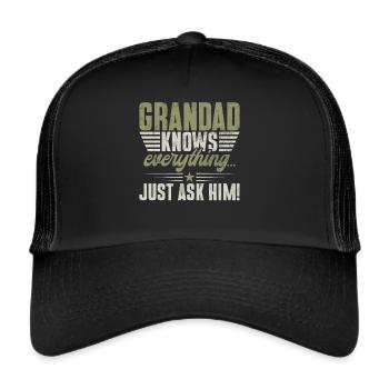 Grandad Großvater Opa Pops Großelternteil - Trucker Cap - Schwarz/Schwarz - Vorne