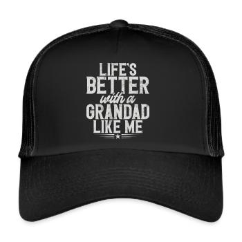 Grandad Großvater Opa Pops Großelternteil - Trucker Cap - Schwarz/Schwarz - Vorne