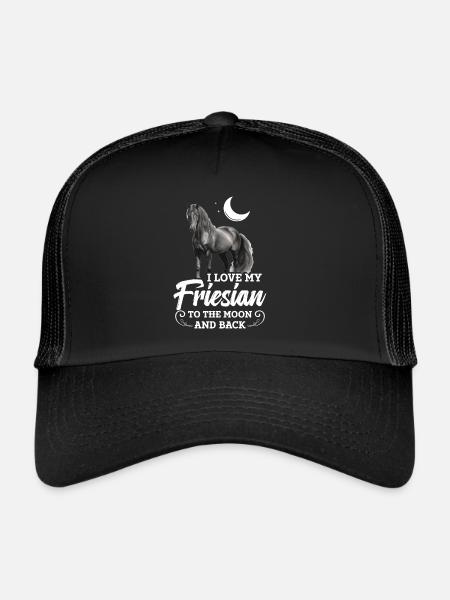 I love my Friesian to the moon and back - Trucker Cap - black/black - Front