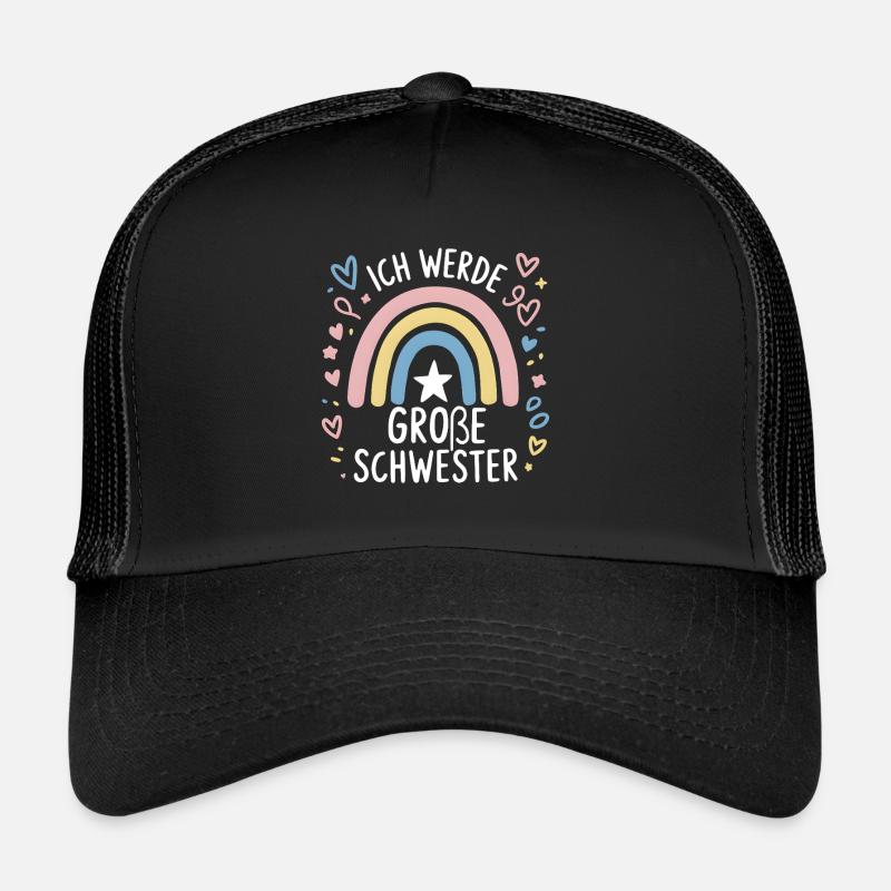 Je vais être grande sœur arc-en-ciel boho Casquette trucker 