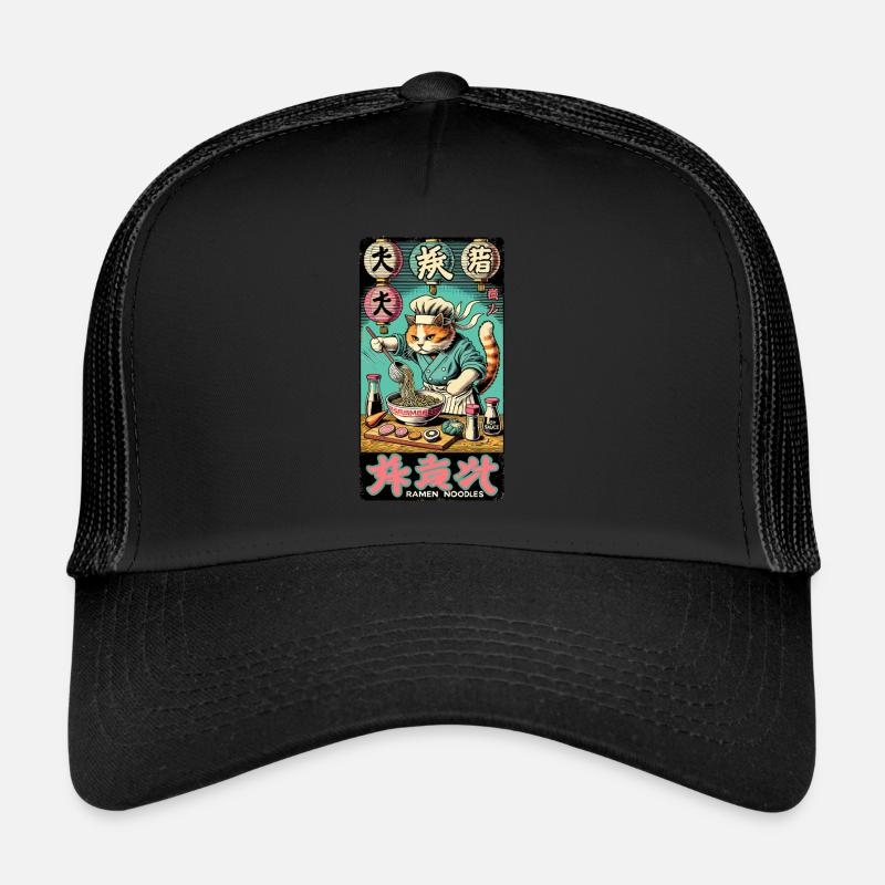 Ramen Chef Cat Kawaii Retro Japan Ukiyo-E Trucker Cap