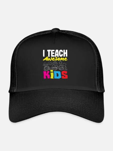 Enseignant à l’école primaire J’enseigne à des enfants géniaux - Casquette trucker  - noir/noir - Devant