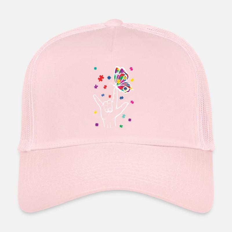 Autisme papillon puzzle signe de la main Casquette trucker 